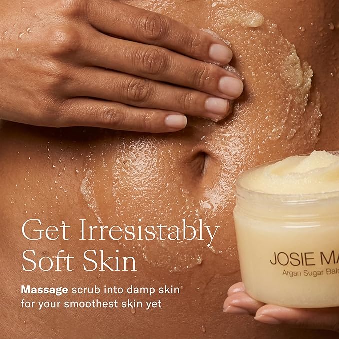 Josie Maran Argan Sugar Balm Body Scrub - Exfoliating Sugar Scrub with 100% Pure Argan Oil & Coconut Oil - Softens, Smoothes & Hydrates Dry Skin - Vegan + Cruelty Free - Night Flower (18 oz)
