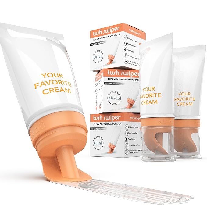 Eli & Ali Tush Swiper - Diaper Rash Cream & Butt Paste Applicator - Universal Fit for Most Diaper Creams | Mess-Free & Hygienic Alternative to Cream Spatula - Carry Less Baby Gear - Orange, 3 Pack