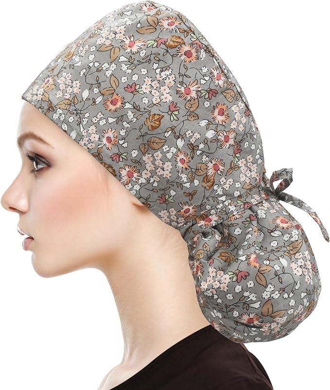 QBA Adjustable Working Cap with Button, Satin-Lined Hat, Cotton Working Hat Sweatband, Elastic Tie Back Hats Unisex
