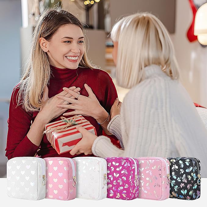Tampon Holder for Purse, Leather Sanitary Napkin Storage Bag Period Bag Gift for Girls Women, Portable Sanitary Napkin Period Pad Pouch Tampon Bags for Purse(Rose red Butterfly)