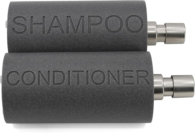 Resin 2 Pack Shampoo, Conditioner or Body Wash Dispenser Set, Luxurious Refillable Pump Bottles with Matte Pump Top and Embossed Text, Durable Design for Bathroom and Shower