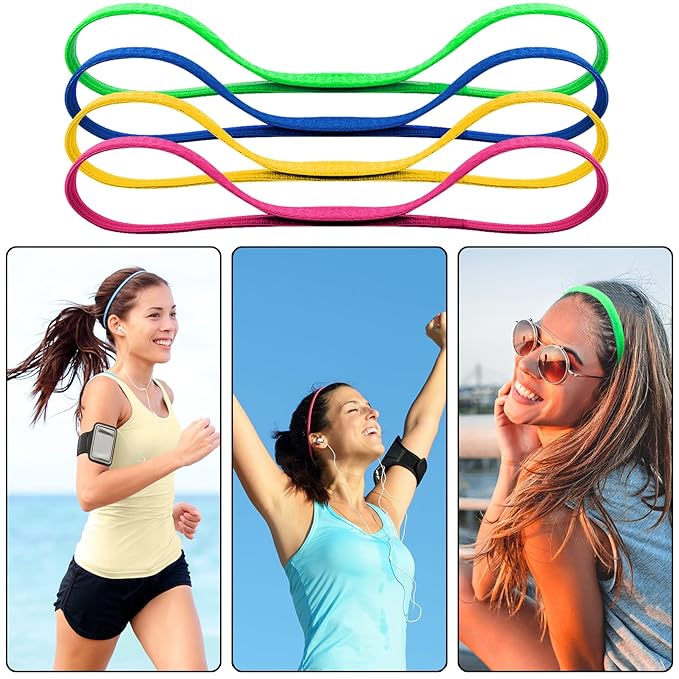 Duufin 20 Pieces Elastic Sport Headbands for Women and Girls - Non Slip Grip Headbands in 20 Colors - Ideal for Volleyball, Tennis, Yoga, Basketball, Walking, Exercise, Running
