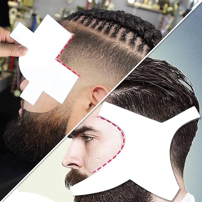 Beard Styling Kit Combi Abs Beard Shaper 5 Pieces for Mustache, Hairstyle Tool Set Beard Styling Board for Hairline Design Card Neck