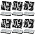 Geosar 12 Set 8 in 1 Manicure Set Stainless Steel Nail Clippers Kit Pedicure Care Tools with Leather Case Travel Grooming Kit Gift for Women Men Gift(Glitter Silver)