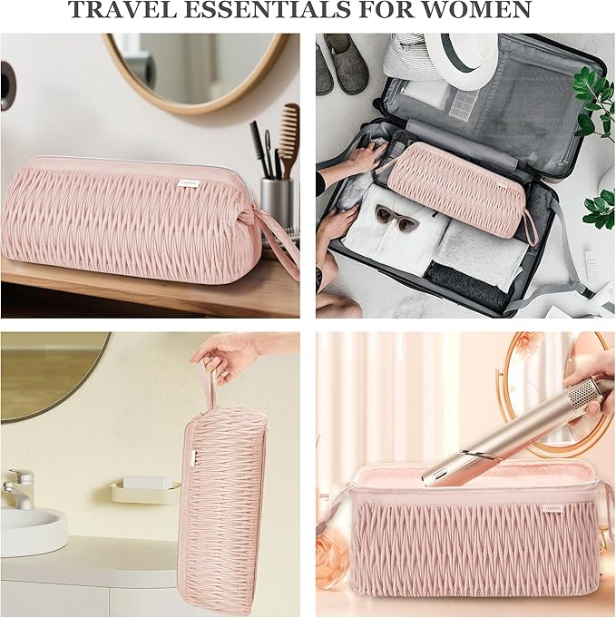 Leudes Dyson Airwrap Travel Case for Shark Hair Dryer Airstraight Flex Style Hair Attachment Tool Organizer Accessories Air Wrap Flat Curling Iron Carrying Case (Pink)