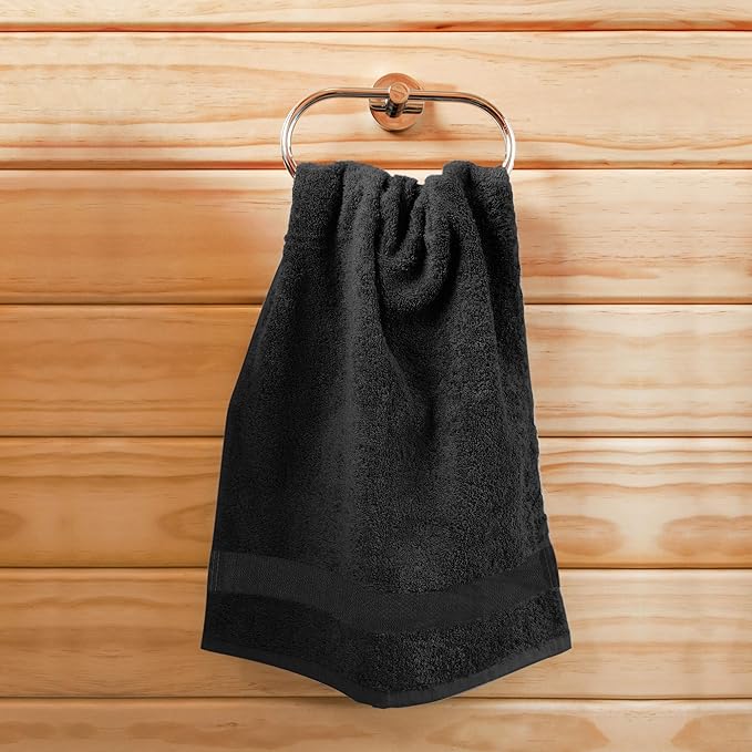 Utopia Towels, Salon Towel, Pack of 24, Not Bleach Proof, 16 by 27 Inches, Highly Absorbent Cotton Towels for Hand, Gym, Beauty, Spa, and Home Hair Care, Black