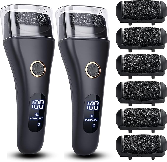 2 Pack Electric Foot File Callus Remover for Feet - Larger Grinding Head&3Speed, Pedicure Kit Foot Scrubber Dead Skin Callus Remover, Foot Care Kit Pedicure Tools for Callus Hardskin Dry Cracks