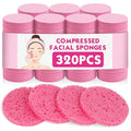 320-Count Compressed Facial Sponges, Natural Cellulose Face Sponge for Cleansing, Cosmetic Spa Sponges for Washing face, Exfoliating, Makeup Removal, Skin Massage (Pink)