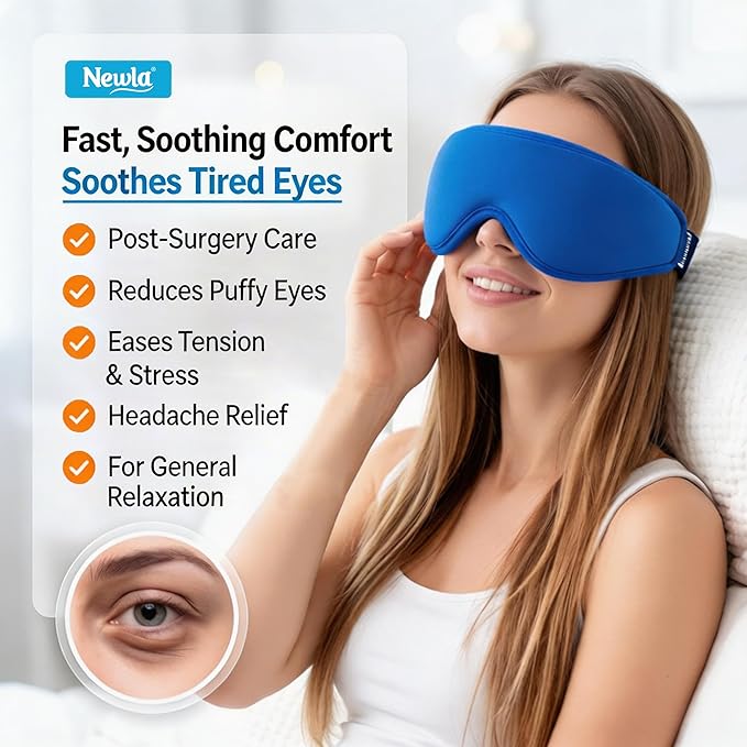 Upgraded Cooling Gel Eye Mask for Puffy Eyes: Larger Full-Eye Cover Design, Ice Cooling Relief, Reusable Cold Compress for Dark Circles, Eye Bags, Fatigue & Migraine (Blue)