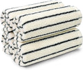 Jacquotha Striped Cotton Washcloths 4 Pack, 13” x 13” - Soft Wash Cloths for Bathroom, Kitchen, Gym, Face, Black and Cream