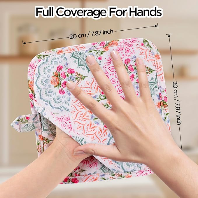 Pot Holders for Kitchen Heat Resistant Hot Pads for Countertops Oven Pot Holders Cotton Potholders for Kitchen Cooking Baking (Mandala)