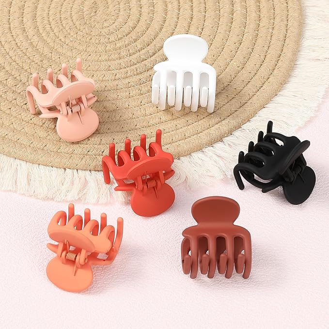 6 Pcs Hair Clips Small Claw Clips for Thin Hair Medium Matte Non-slip Hair Accessories for Women and Girls (Orange)