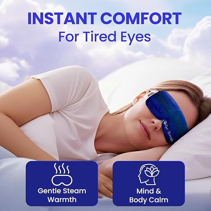 Steam Eye Mask, Self Heating Warm Compress for Dry Eyes I Heated Fast Relief for Stye, Puffy Sensitive Eyes, Moist Heat, Easter Basket Stuffers, Travel & Relaxation Gifts for Women and Men - Unscented