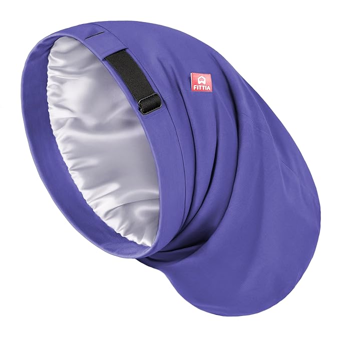 Large Satin Bonnet for Men Sleeping: Loc Cap Dreadlocks for Curly Braids, Silky for Frizzy Hair Smooth Dark Blue
