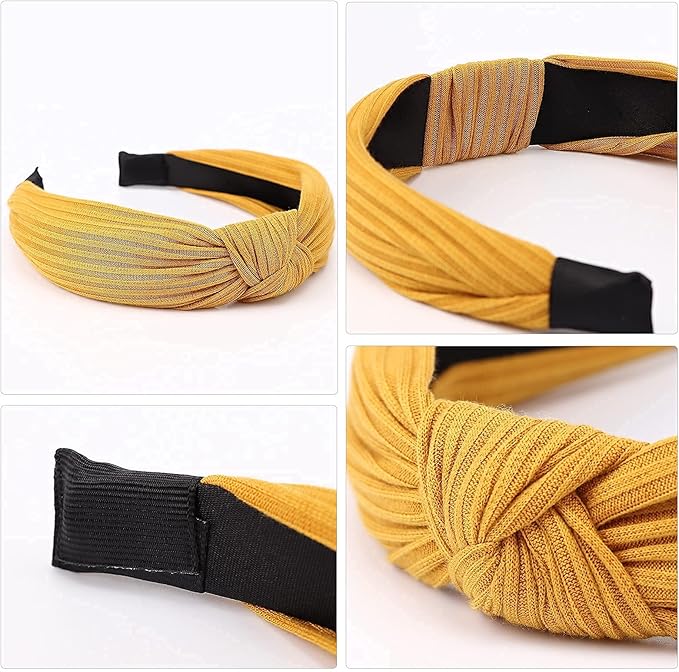 DRESHOW 8 Pack Knotted Headbands for Women Wide Turban Headband Yoga Exercise Ribbing Hair Hoop Hair Bands Accessories