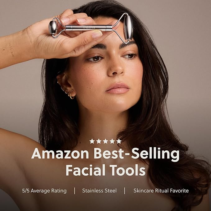 304-Grade Stainless Steel Facial Roller, Face Roller for Eyes, Double Chin, Jawline & Neck, Reduce Puffiness & Improve Wrinkles, Massage Tool for Anti-Aging, Lifting & Lymphatic Drainage