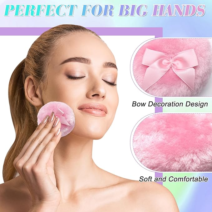 Coolrunner 5PCS Body Powder Puff and Container, Crystal Clear Powder Container with Powder Spoon, Dusting Powder with Puff for Women, Washable Reusable
