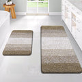 OLANLY Bathroom Rug Set 2 Piece, Soft Absorbent Microfiber Bath Rug Set, Non-Slip, Machine Wash Dry, Plush Shaggy Bath Mats for Bathroom (47"x20"+24"x16", Coffe)
