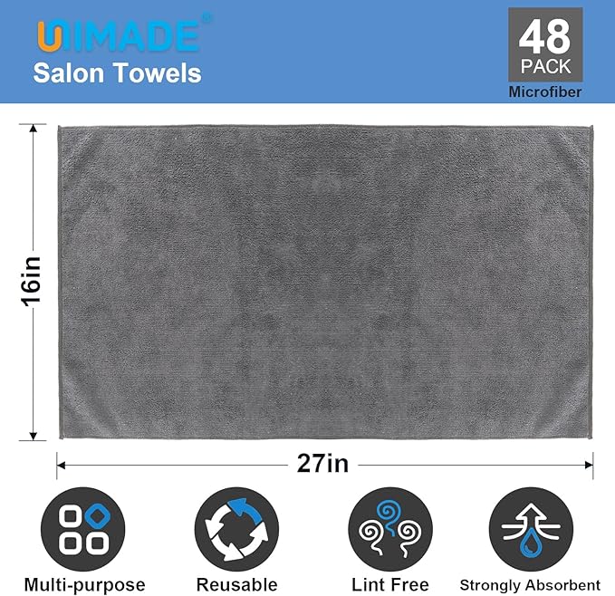 24 Pack Gym Towels Set - Highly Absorbent and Quick Drying Microfiber Salon Towels, Premium Hand Cloths for Bathroom, Gym, Shower, Hotel, and Spa - 16x27 inch (Grey)