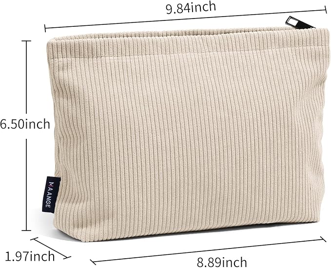 MAANGE Cosmetic Bags for Women Small Makeup Bag for Purse Corduroy Makeup Pouch Travel Makeup Bag with Metal Zipper Make Up Bag for Travelling Preppy Stuff
