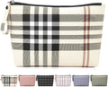 MAANGE Small Makeup Bag for Purse Cosmetic Bags for Women Pu Leather Makeup Pouch Travel Makeup Bag with Handle Make Up Bag for Travelling(Khaki)