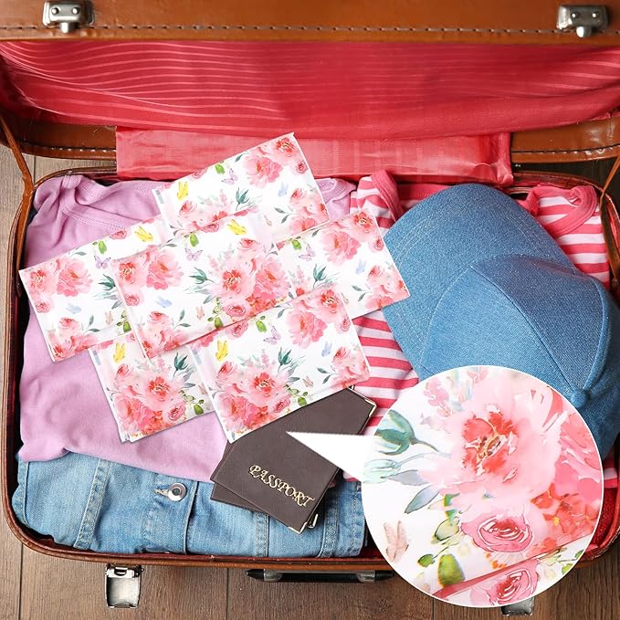Geyee 50 Packs Tissue Travel Size Facial Paper Napkins Travel Packs Disposable Pocket Tissues for Wedding Guest Traveling School Purse Home Supplies, 500 Sheets 3 Ply(Spring Floral)