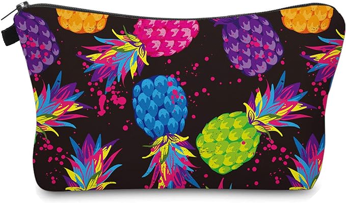 Cute Travel Makeup Bag Cosmetic Bag Small Pouch Gift for Women (Pineapple Colorful)