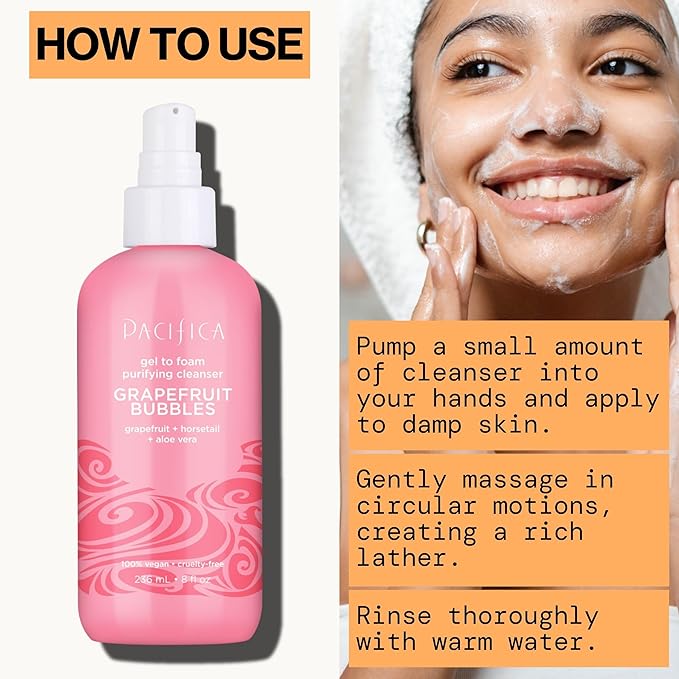 Pacifica, Face Wash Foam Grapefruit, 8 Ounce