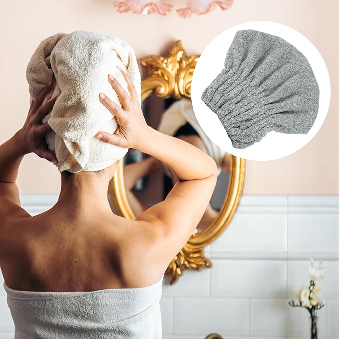 VOCOSTE Charcoal Fiber Hair Drying Towel Dry Cap, Lightweight Strong Absorbent, for After Bath Drying Hair, Gray