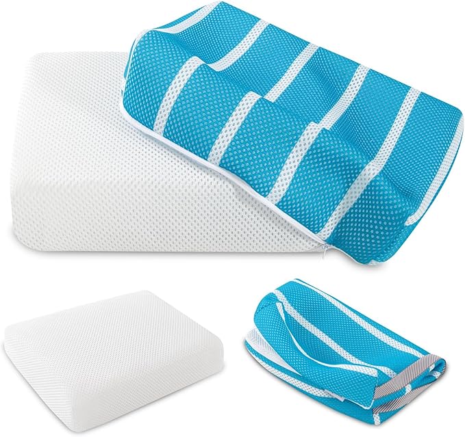 OS OMYSTYLE Hot Tub Booster Seat Cushion Pillow for Indoor or Outdoor Use, Weighted Spa Pillow with Washable 4D Mesh Cover & Non-Slip Bottom, Hot Tub Accessories for Adults - 16 x 12 x 4.3 Inch, Blue
