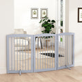 Freestanding Pet Gate for Dogs, Foldable Wooden Dog Gate for House Indoor, Tall Pet Fence for Stair, Doorway,Hall, Support Feet Included, 3 Panels 32",Grey