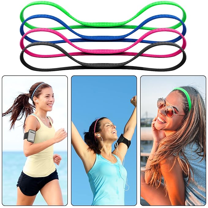 Duufin 20 Pieces Non-Slip Elastic Headbands Workout Headband Colorful Sweatband Fashion Yoga, Running Sport Headbands for Women, Men and Girls, 20 Colors Iridescence