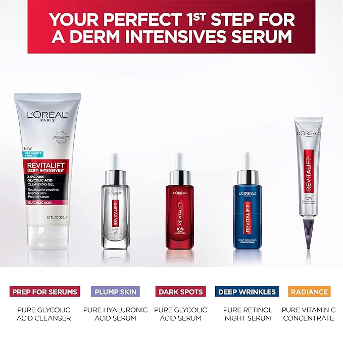 L'Oreal Paris Revitalift 3.5% Pure Glycolic Acid Brightening Cleansing Gel wth Salicylic Acid 6.7 fl oz,(Pack of 2)