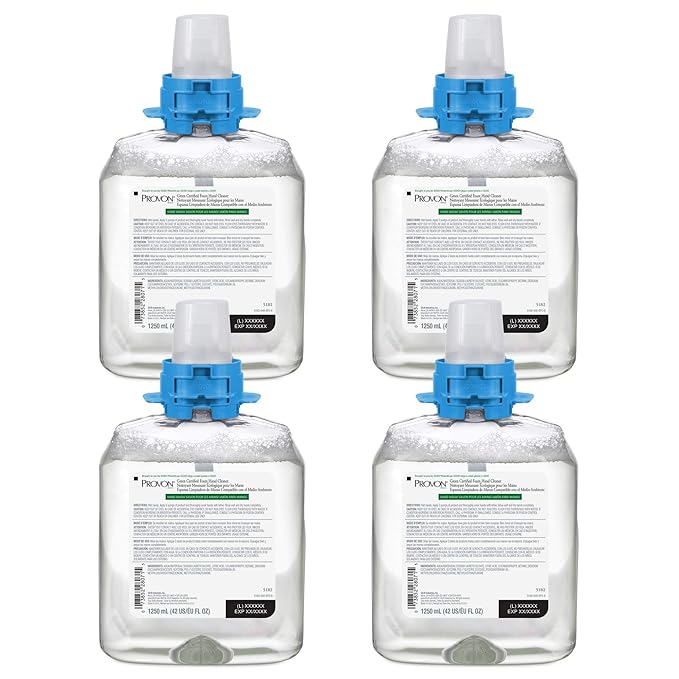 GOJO PROVON FMX Green Certified Foam Hand Cleaner 1250 mL Hand Cleaner Refill for PROVON FMX Push-Style Dispenser (Pack of 4) - 5182-04
