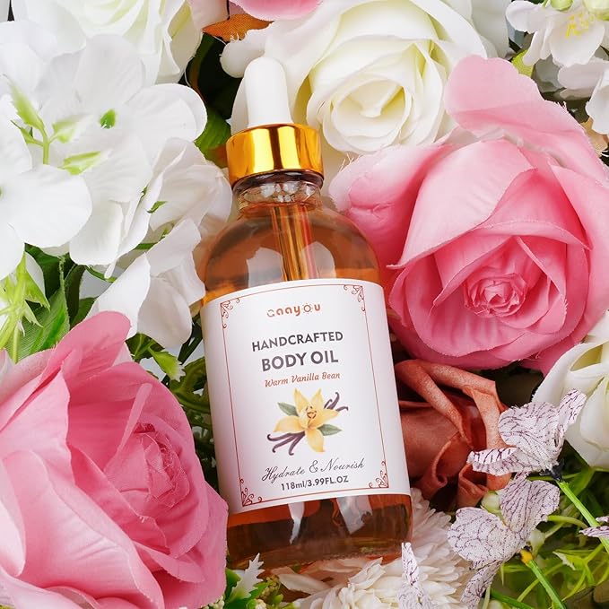 Warm Vanilla Bean Body Oil - Vanilla Body Oil Deep Moisturizing Vanilla Perfume Oil Coconut Cream Pie Body Oils for All Skin Types After Shower