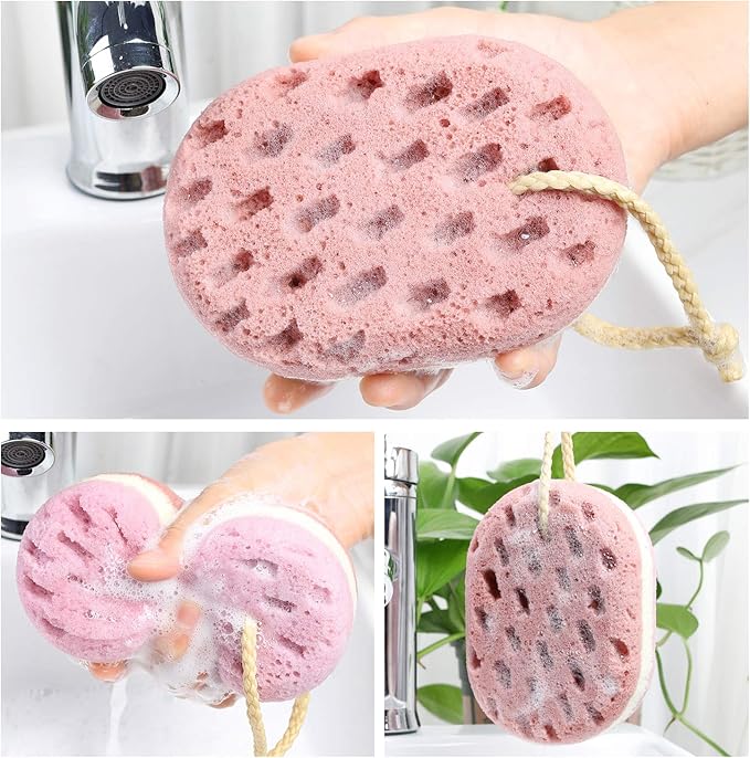 3 Pcs Bath Sponge for Women, Men, Adults, Kids. Sponge Loofah Body Scrubber Shower Sponge for Body Wash Bathroom, Body Sponge Bathing Accessories(Small Sizes)