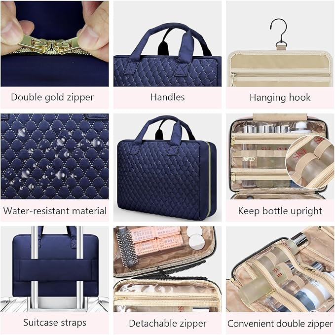 urophylla Detachable Travel Toiletry Bag for Women - Large Toiletry Bags for Traveling Women - Hanging Makeup Cosmetic Bag, Organizer for Travel Accessories Cruise Essential - Travel Size Toiletries