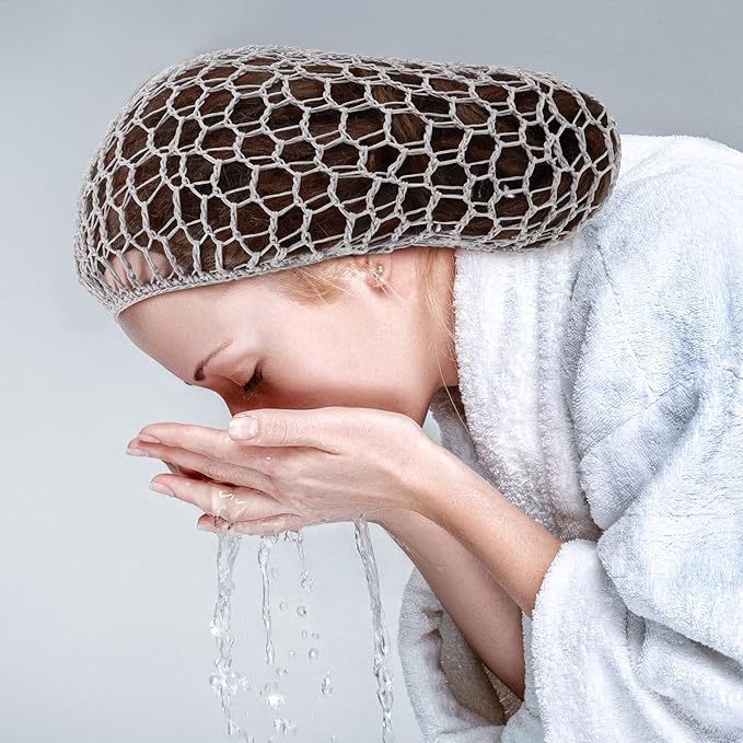 Waydress 2 Pieces Mesh Hair Net Rayon Knit Snood Women Crocheted Sleep Cap (Gray)