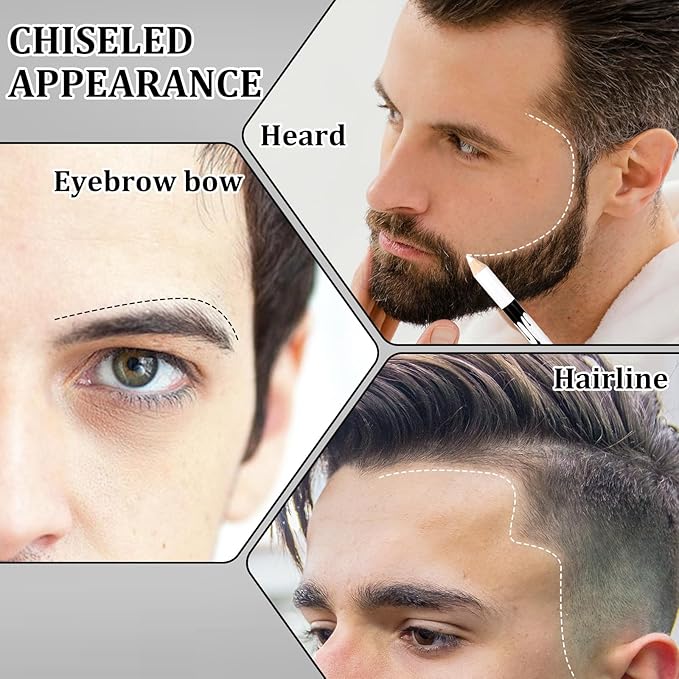 12Pcs Barber Pencil with 2 Sharpener, Magic Hairline Pencils for Lineup Beard Shaping Beard Guide Pen Barber Chalk for Men Beards Hair Makeup Design White Black Dark Brown Light Brown
