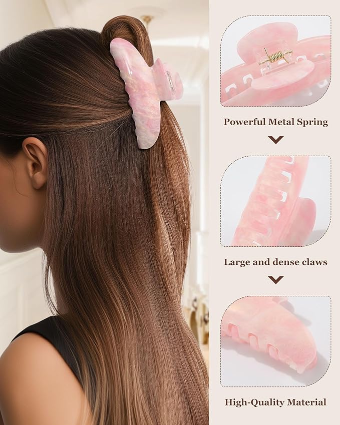 Molans 3PCS Hair Claw Clips Acrylic Clamps for women - Non-slip Strong Hold Barrettes for Thin Thick Hair, Medium hair clips Accessories