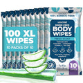 Body Wipes for Adults Bathing No Rinse 100pc XL - Ultra Thick Shower Travel Wipes for Personal Cleansing & Hygiene Essentials, Elderly Care, Incontinence Disposable Washcloths for Women Men