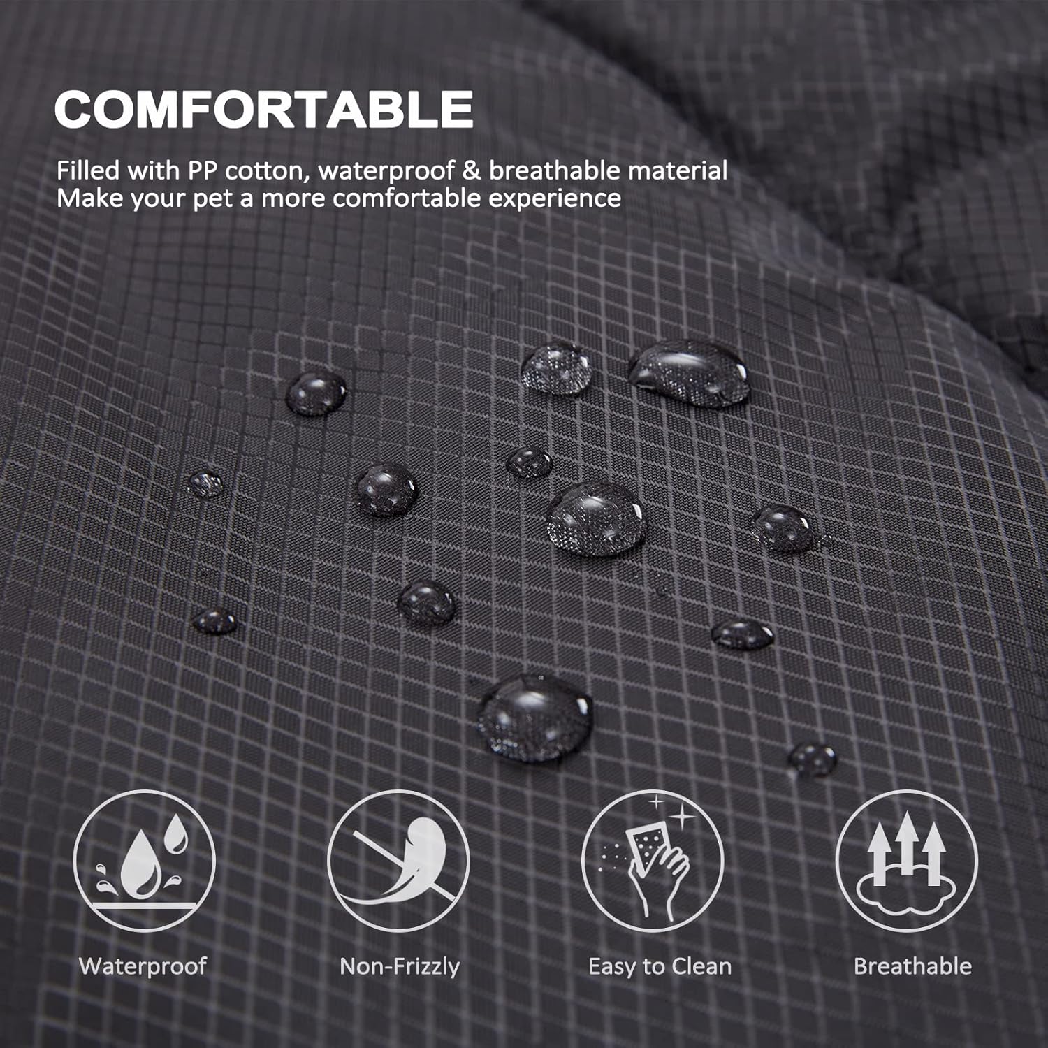 BDEUS 43x25In Large Size Outdoor Dog Bed, Waterproof & Portable Camping Travel Pet Mat, Easy to Clean, Washable Odor Resistant Pet Cooling Pad (Black)