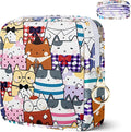 Tampon Holder for Purse, Canvas Period Bag Sanitary Napkin Storage Bag for Girls Womens, Portable Feminine Emergency Pad Period Pouch(Colorful Kittens)