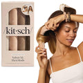 Kitsch Satin Hair Curlers, Heatless Curling Rod - Jumbo Flexi Rod for Heatless Curls Overnight, Comfortable Hair Curlers to Sleep In for Frizz-Free, No Heat Damage Styling - 4pcs Eucalyptus