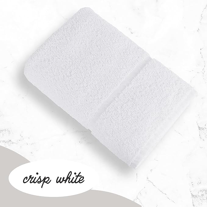 GREEN LIFESTYLE Dobby Border Towel 27x54 Cotton Blend Soft and Plush Crisp Highly Absorbent White Bath Towel Ideal for Home, Hotels, Pools, Spa (Pack of 24)