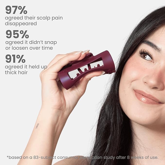 The Original Mello Hair Claw Clip Squishy Claw Clip Made in Korea Patent Pending 30021976 (Burgundy, Medium)