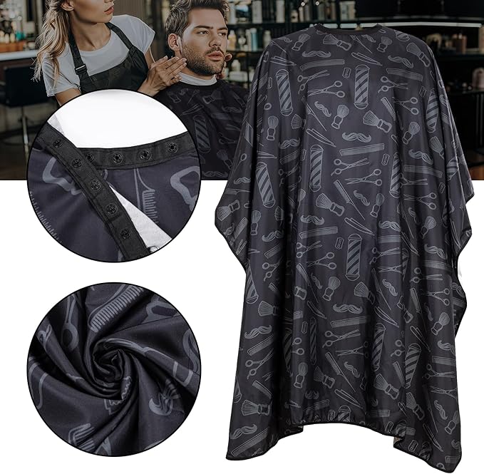 Black Hair Cutting Barber Cape Professional Nylon Waterproof Chemical Salon Color Cape for hair stylist, 62" x 54"