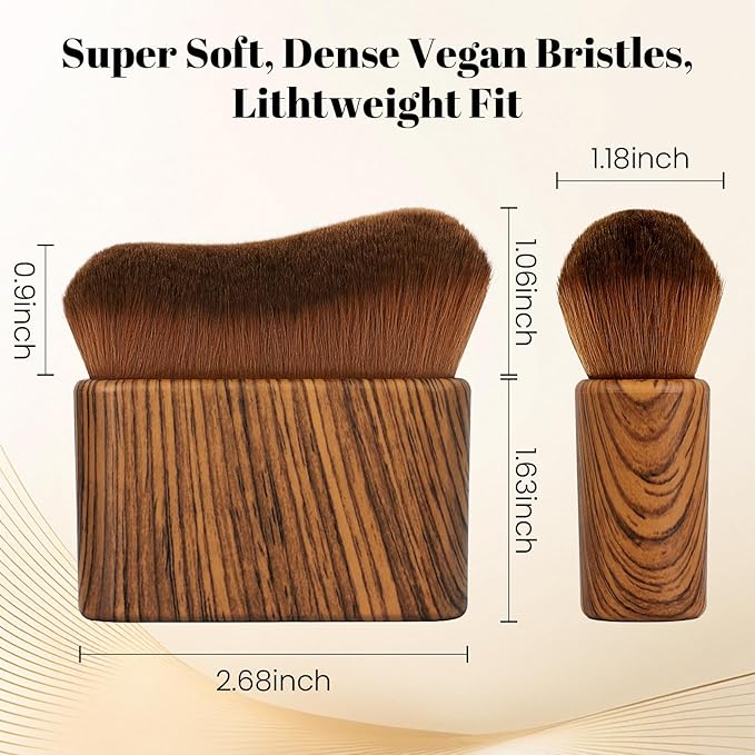 Large Kabuki Self Tanner Brush | Professional Body Makeup Brush for Self-Tan, Leg Makeup and Body Bronzer | Vegan Blend & Blur Sunless Tanning Applicator for Lotion, Mousse & Liquid (Brown)