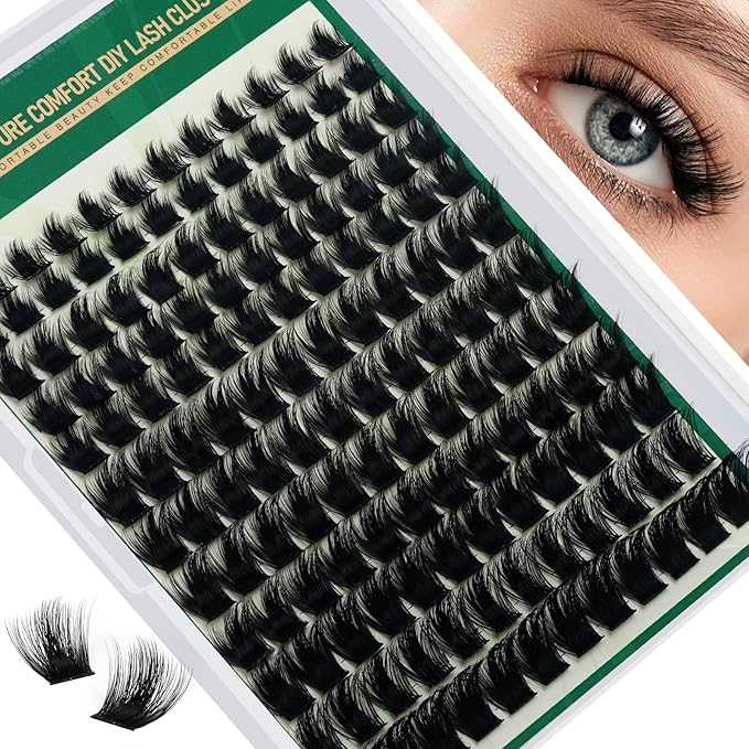 KEYYOU Lash Clusters 144pcs Eyelash Clusters 10-18mix D Curl Cluster Lashes Thick Super Soft Wispy DIY Eyelash Extension at Home(PC01-D-10-18MIX)