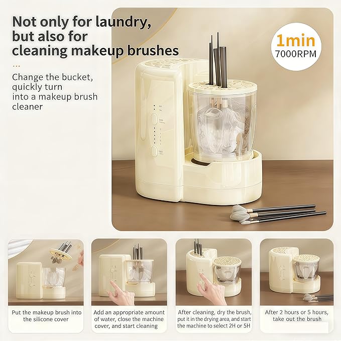 3-in-1 Electric Makeup Brush Cleaning Machine USB Portable Makeup Brush Cleaning Tool Makeup Brush Dryer Underwear Cleaning Machine suitable for various sizes of beauty sets sponges and small clothes